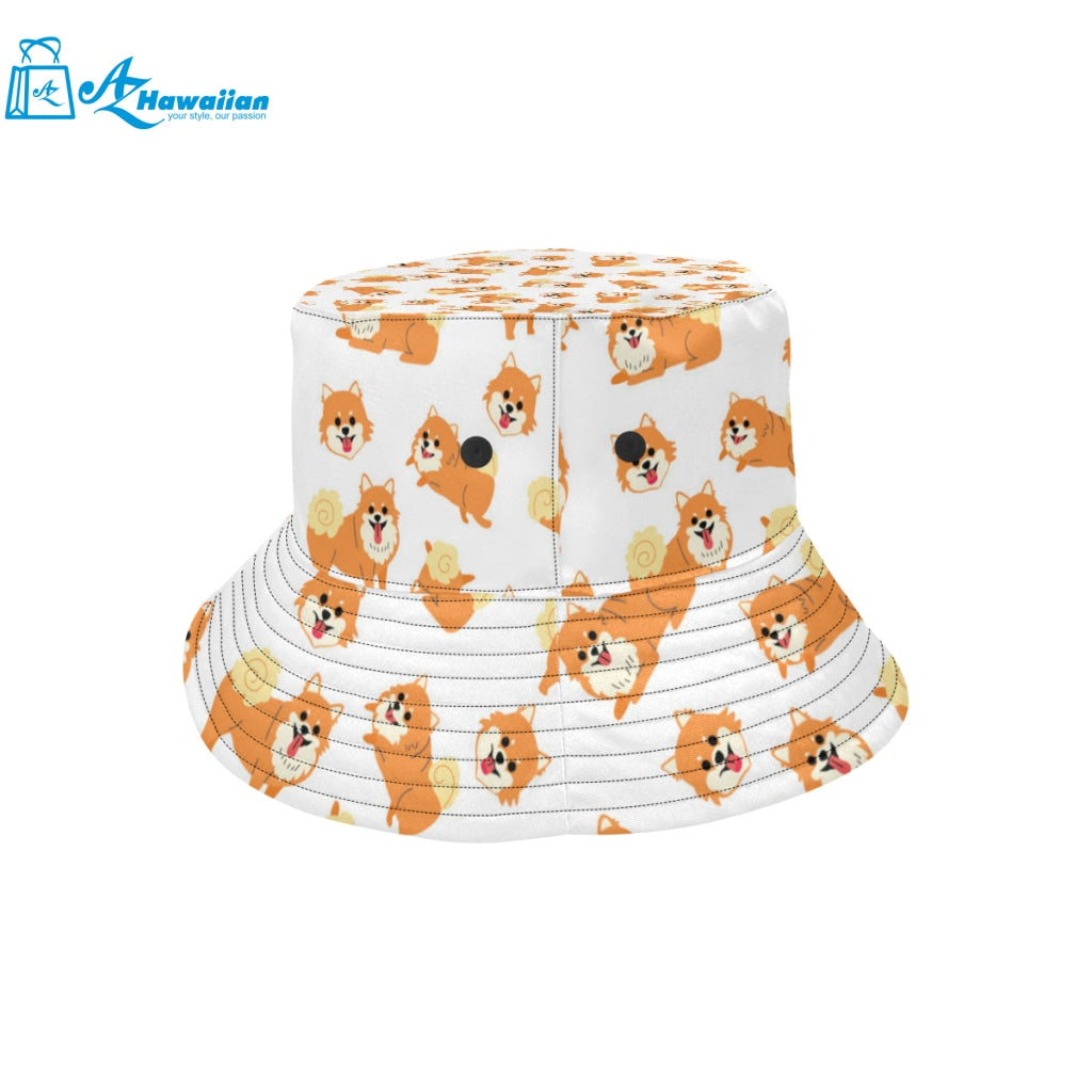 Brown pomeranian pattern Unisex Bucket Hat