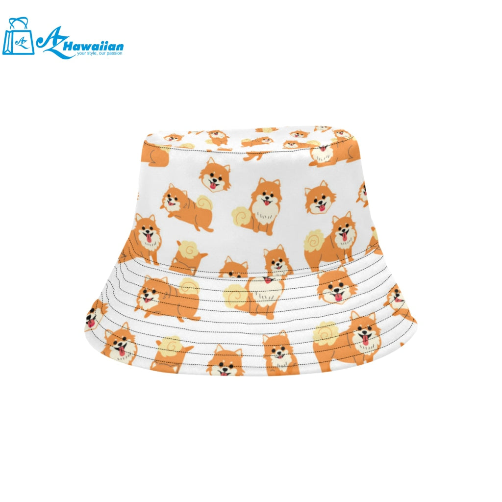 Brown pomeranian pattern Unisex Bucket Hat