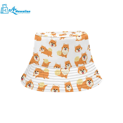 Brown pomeranian pattern Unisex Bucket Hat