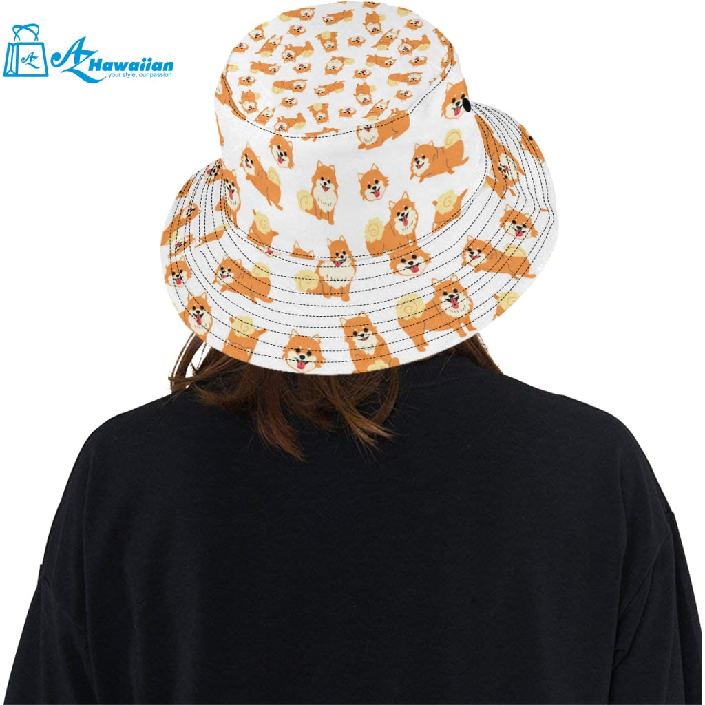 Brown pomeranian pattern Unisex Bucket Hat