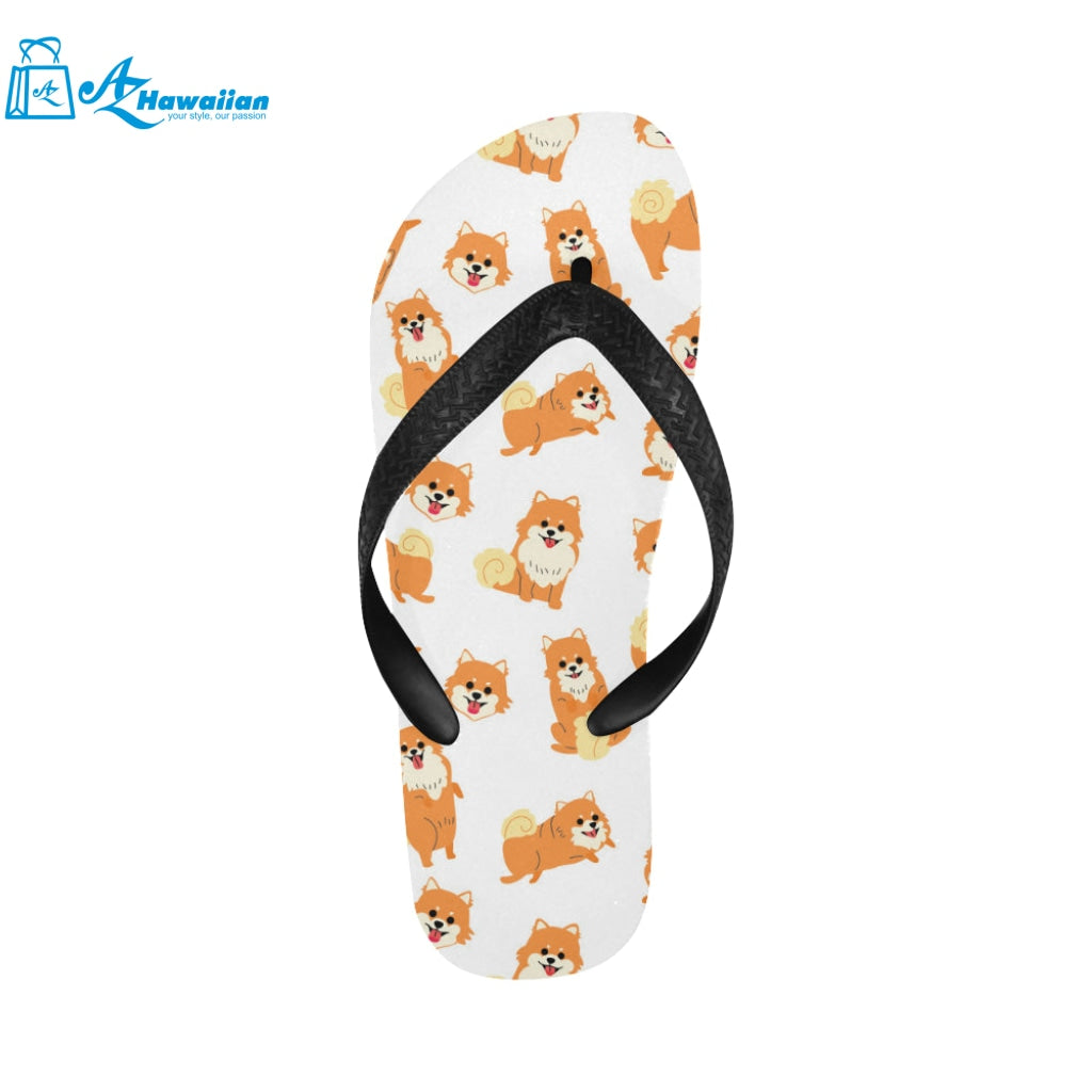 Brown pomeranian pattern Unisex Flip Flops