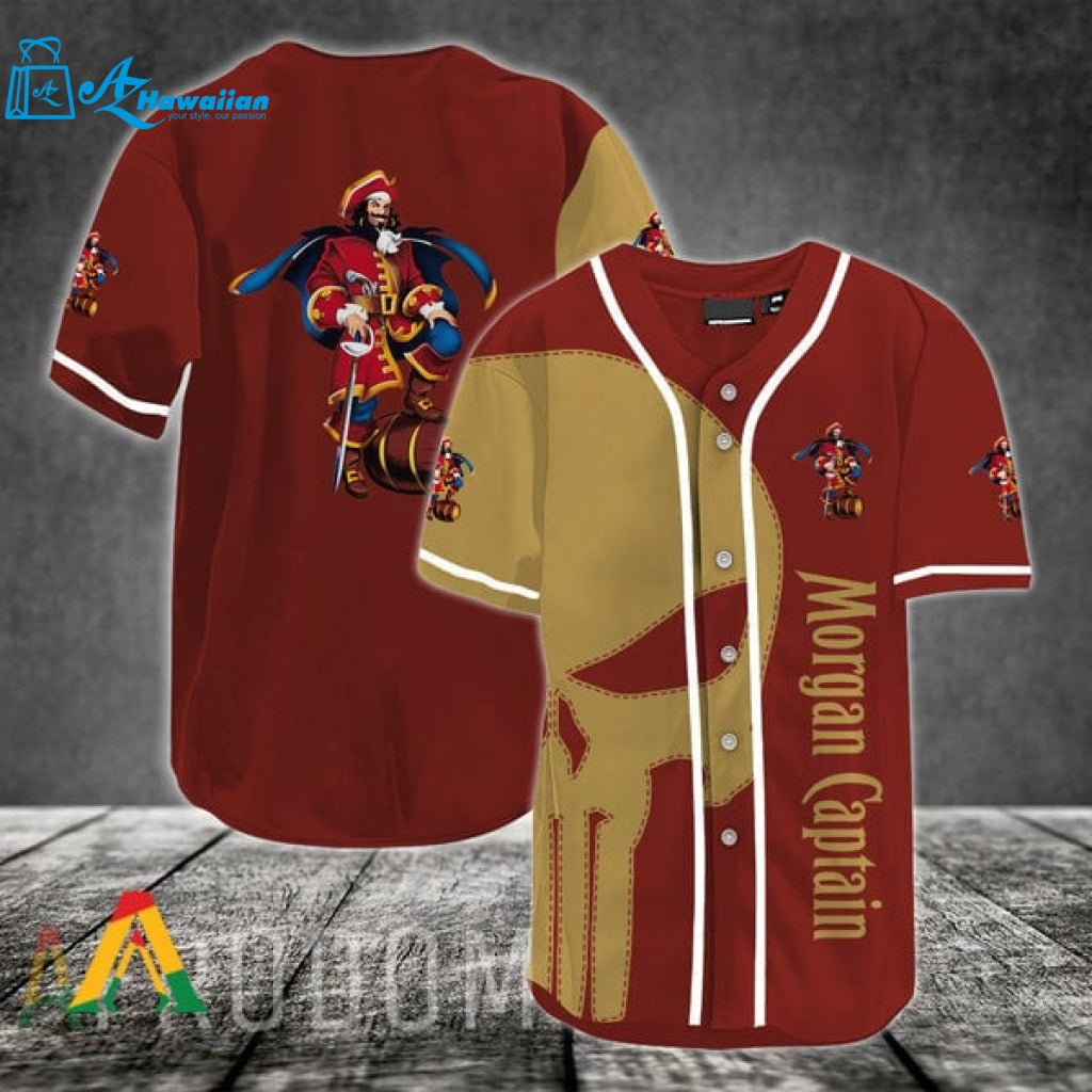 Brown Skull Captain Morgan Baseball Jersey