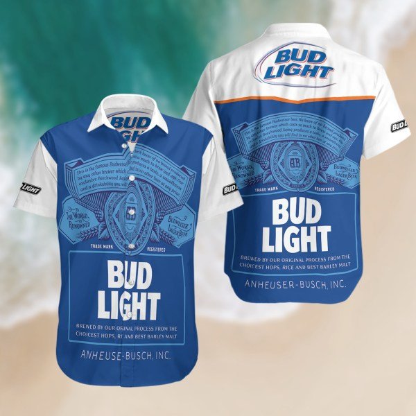 Bud Light,Bud Light Beer Fan Gift Hawaiian Graphic Print Short Sleeve 