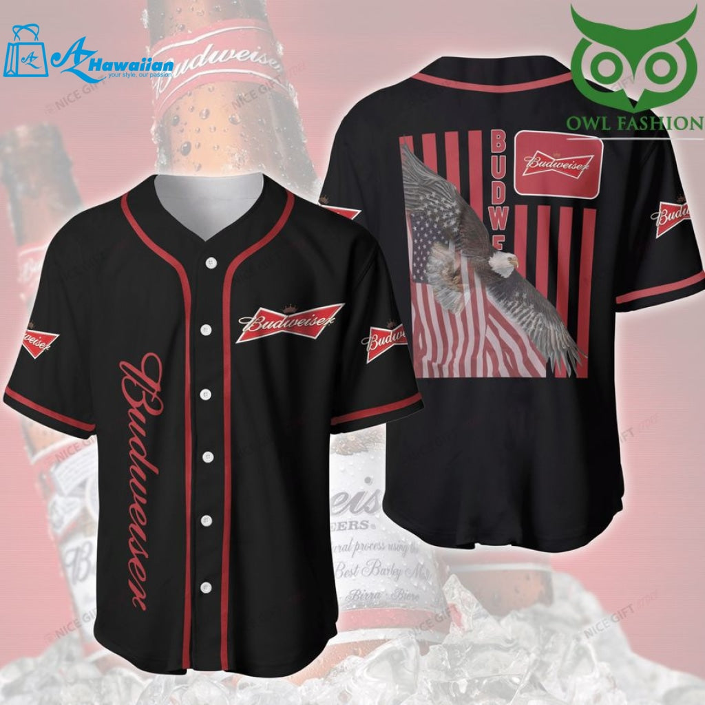 Budweiser American vibe classic black Baseball jersey shirt