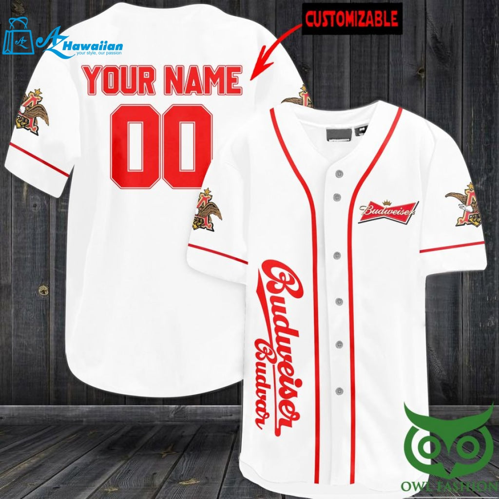 Budweiser Budvar Personalized Gift, Custom Name Number Baseball Jersey Shirt