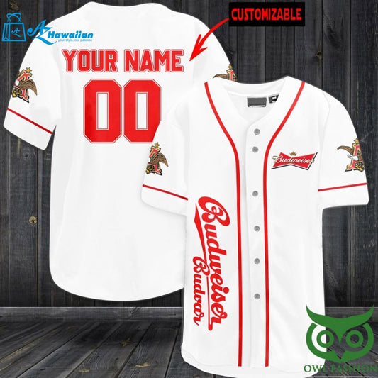 Budweiser Budvar Personalized Gift, Custom Name Number Baseball Jersey Shirt