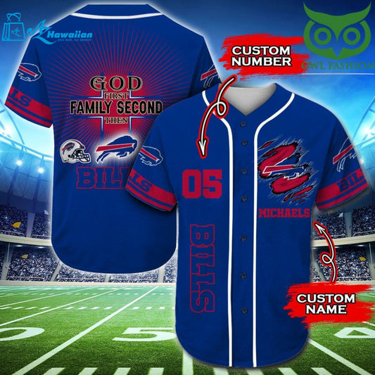 Buffalo Bills Personalized Gift, Custom Name Number Baseball Jersey Shirt