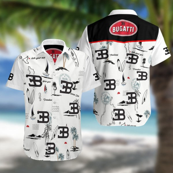 Bugatti ,Bugatti Summer Fan Gift Hawaiian Graphic Print Short Sleeve 