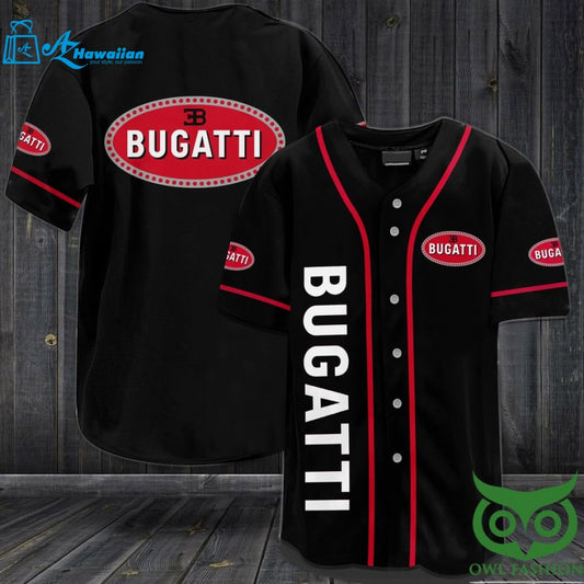 BUGATTI Red and White and Black Baseball Jersey Shirt