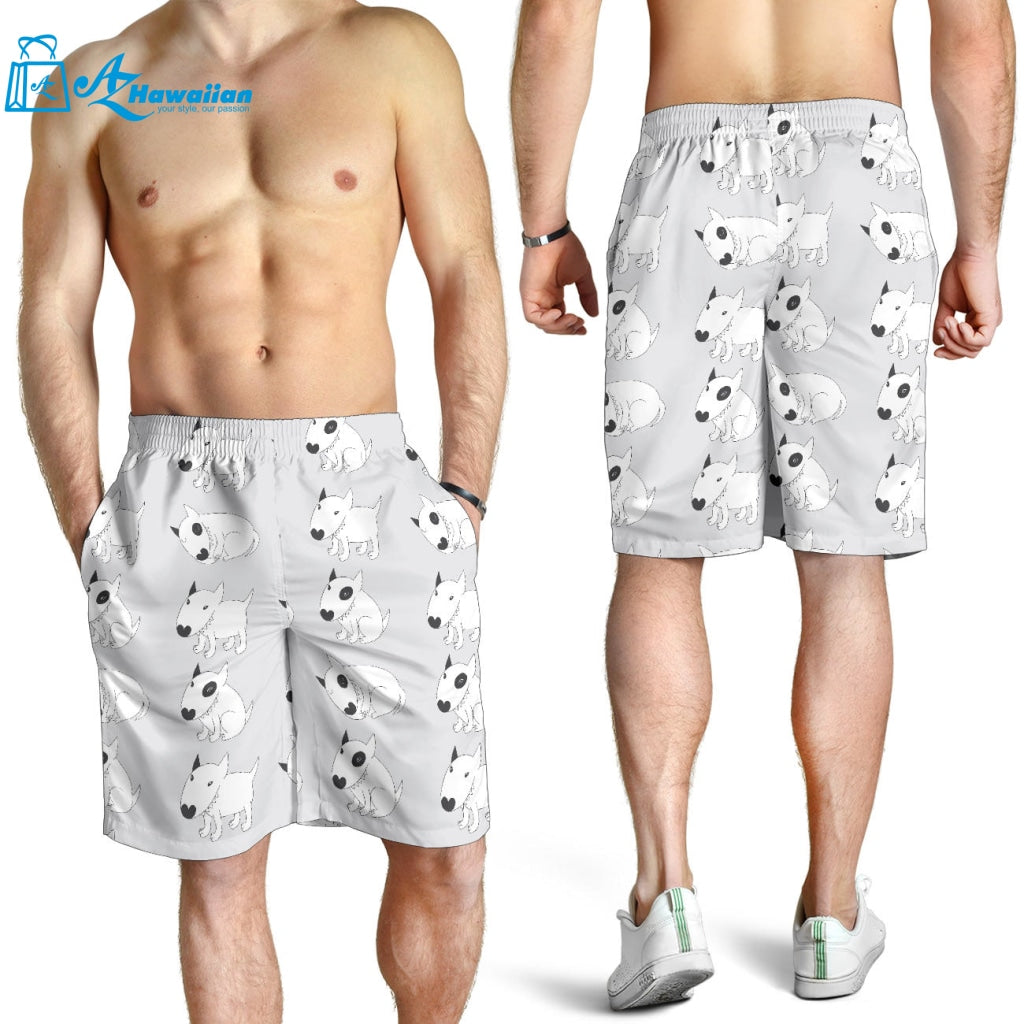 Bull Terrier Pattern Print Design 01 Men Shorts