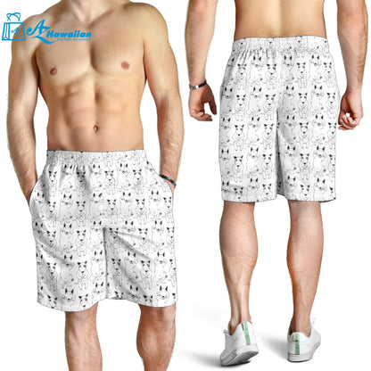 Bull Terrier Pattern Print Design 02 Men Shorts