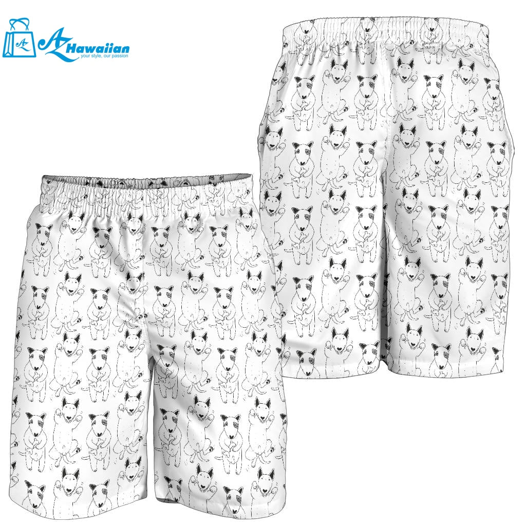 Bull Terrier Pattern Print Design 02 Men Shorts