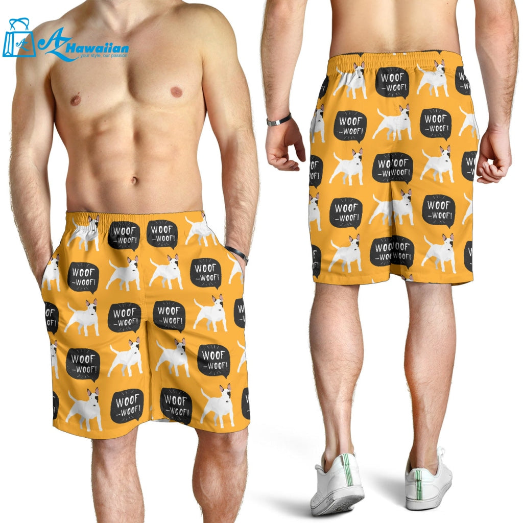 Bull Terrier Pattern Print Design 03 Men Shorts