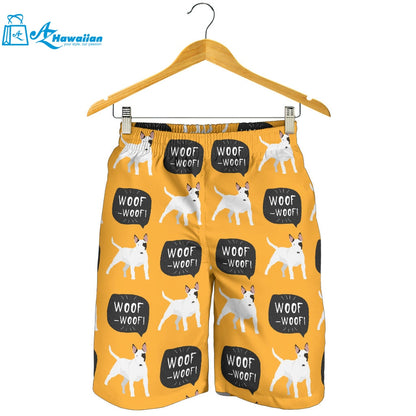 Bull Terrier Pattern Print Design 03 Men Shorts