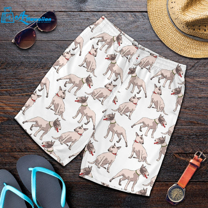 Bull Terrier Pattern Print Design 04 Men Shorts