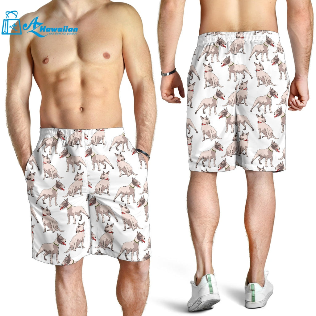 Bull Terrier Pattern Print Design 04 Men Shorts