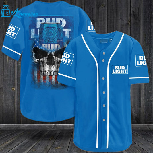 Bus Light Skull USA Flag All Over Print Unisex Baseball Jersey 