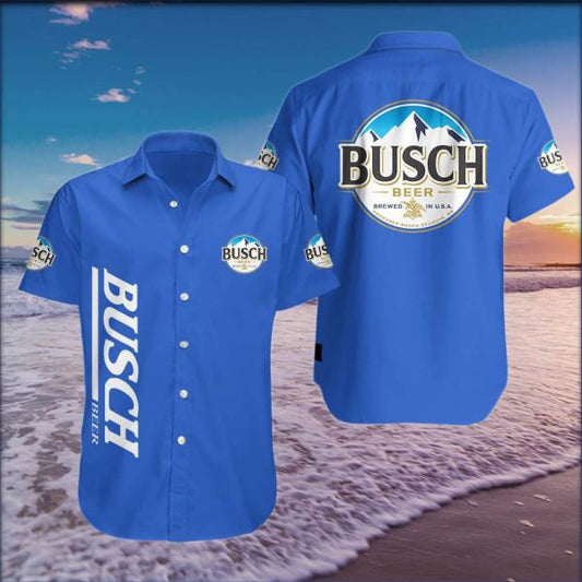 Busch Beer Original Hawaiian Graphic Print Short Sleeve 