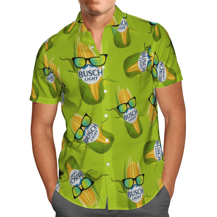 Busch Light Corn Hawaiian Graphic Print Short Sleeve