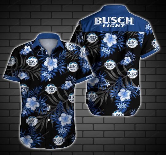 Busch Light Hawaiian Graphic Print Short Sleeve 