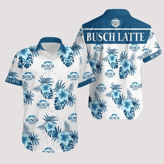 Busch Light Latte 1 Hawaiian Graphic Print Short Sleeve 