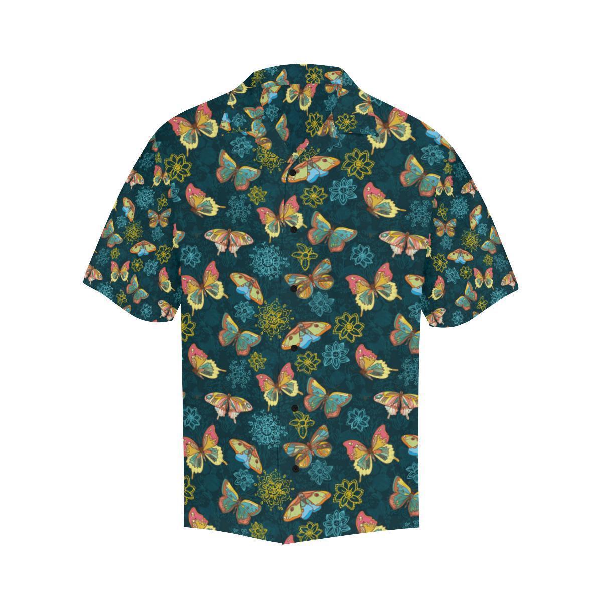 Butterfly Hand Draw Print Pattern Hawaiian Shirt