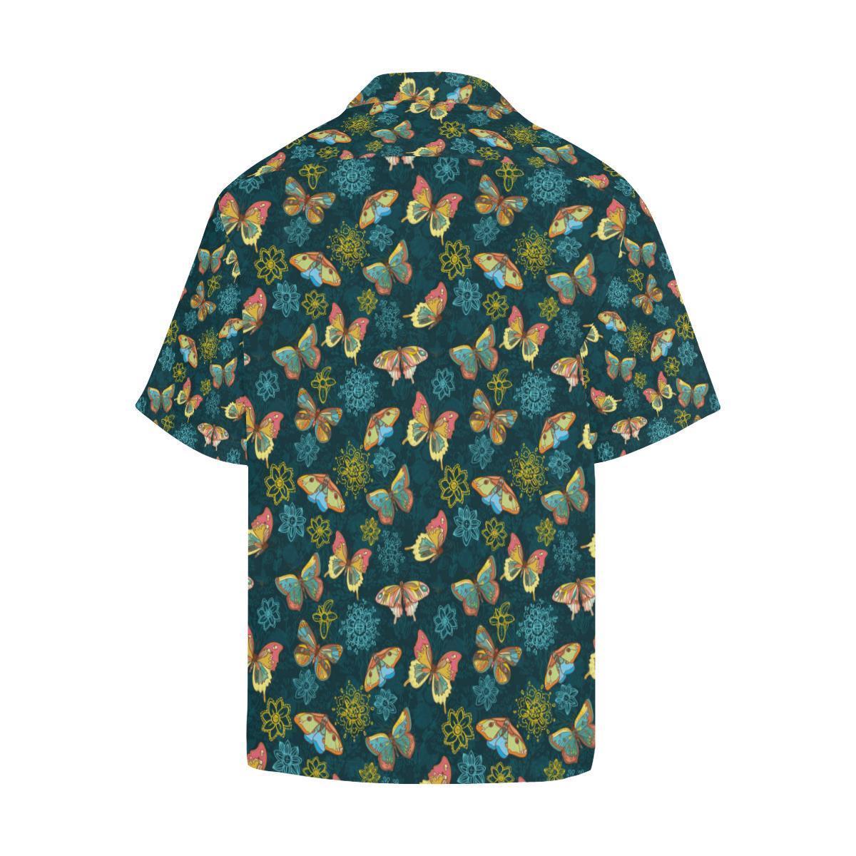 Butterfly Hand Draw Print Pattern Hawaiian Shirt