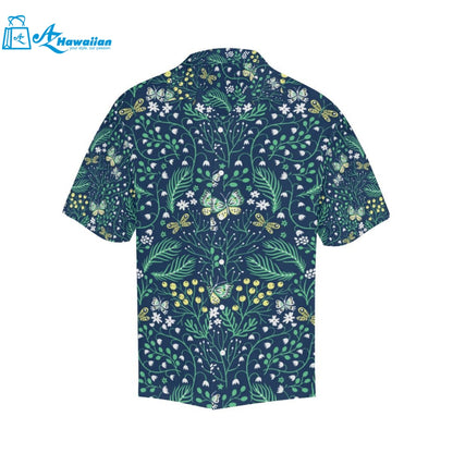 Butterfly Leaves Pattern Mens All Over Print Hawaiian Shirt