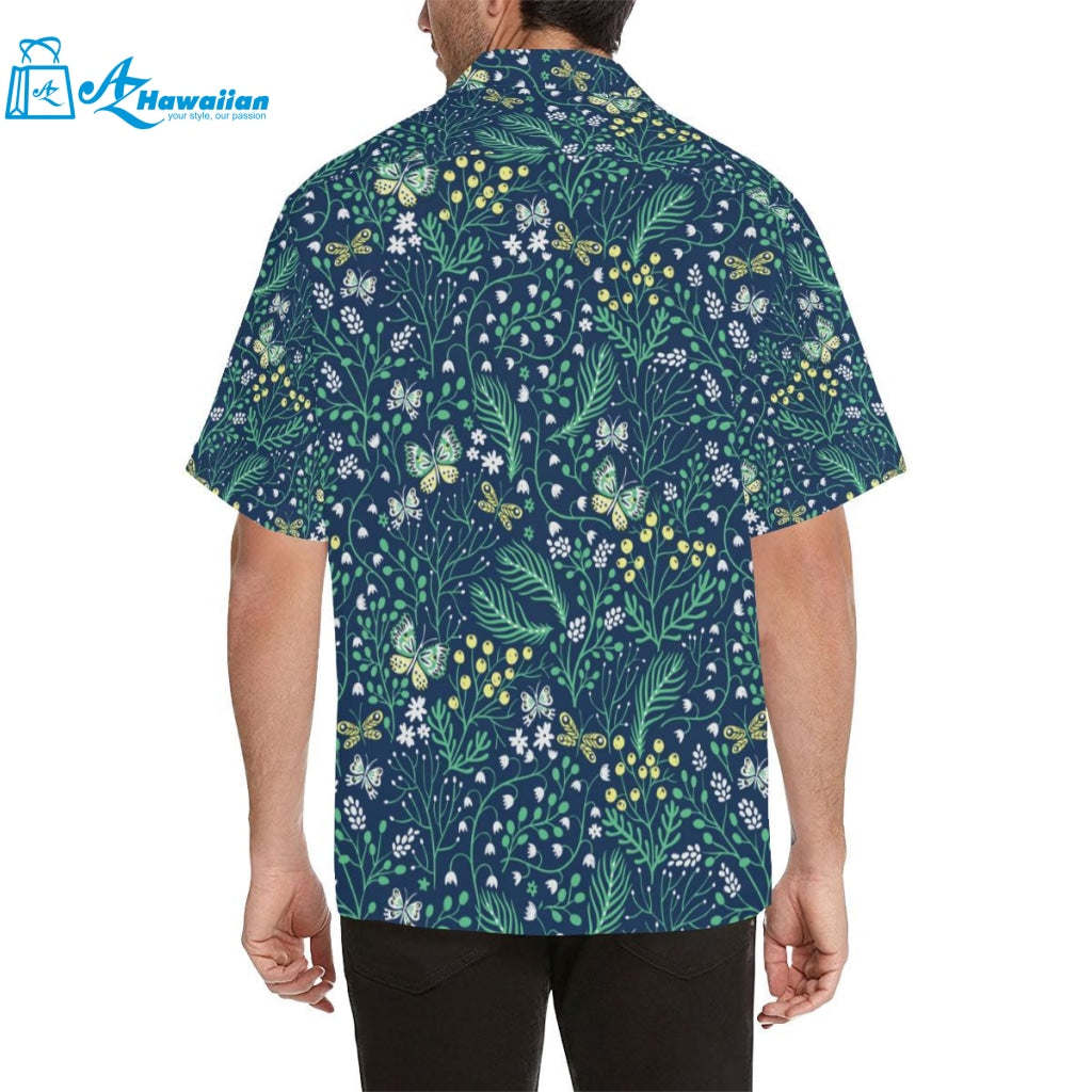 Butterfly Leaves Pattern Mens All Over Print Hawaiian Shirt