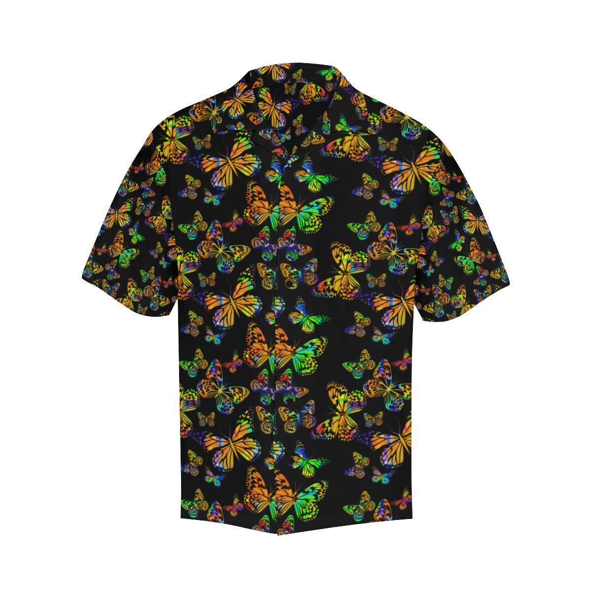 Butterfly Neon Color Print Pattern Hawaiian Shirt