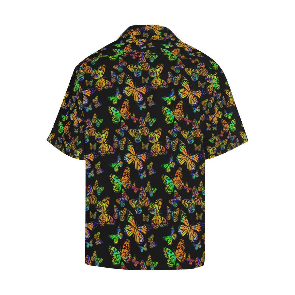 Butterfly Neon Color Print Pattern Hawaiian Shirt