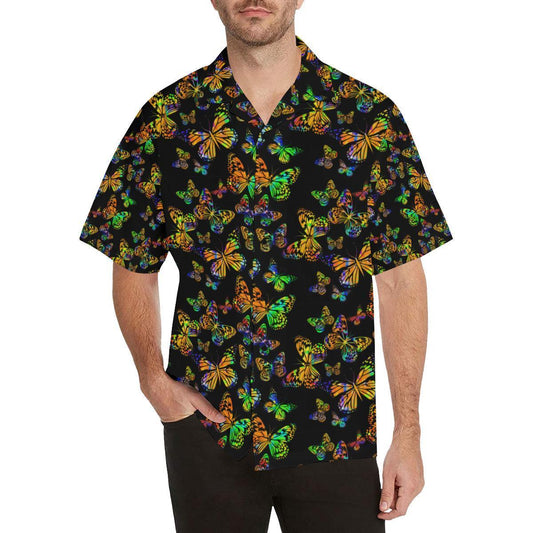 Butterfly Neon Color Print Pattern Hawaiian Shirt