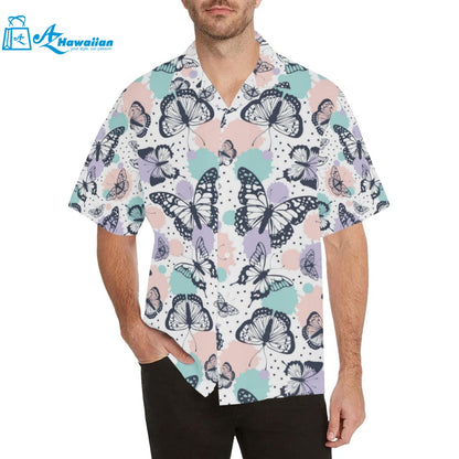 Butterfly Pattern Mens All Over Print Hawaiian Shirt