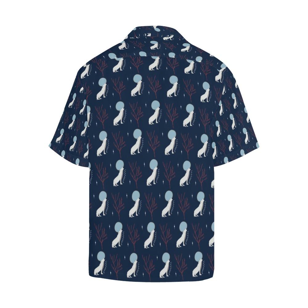 Wolf Moon Print Design Hawaiian Shirt