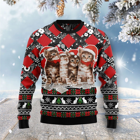 Merry Christmas Singing Cats Kitten Ugly Christmas Sweater 