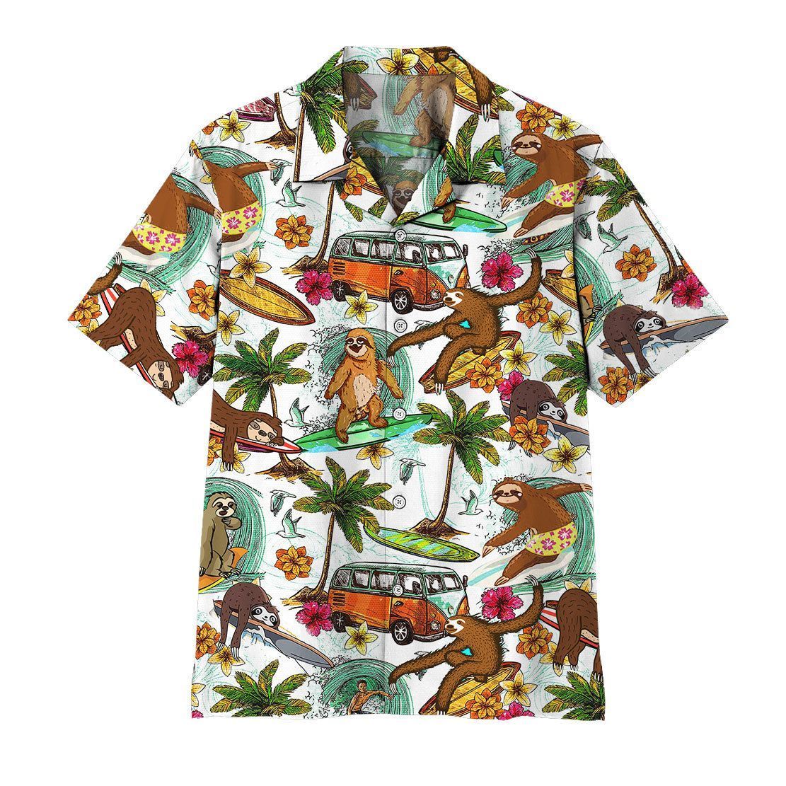 3D Sloth Surfing Hawaii Shirt