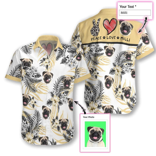 Personalized Peace Love Dog Custom Hawaiian Aloha Shirts #DH