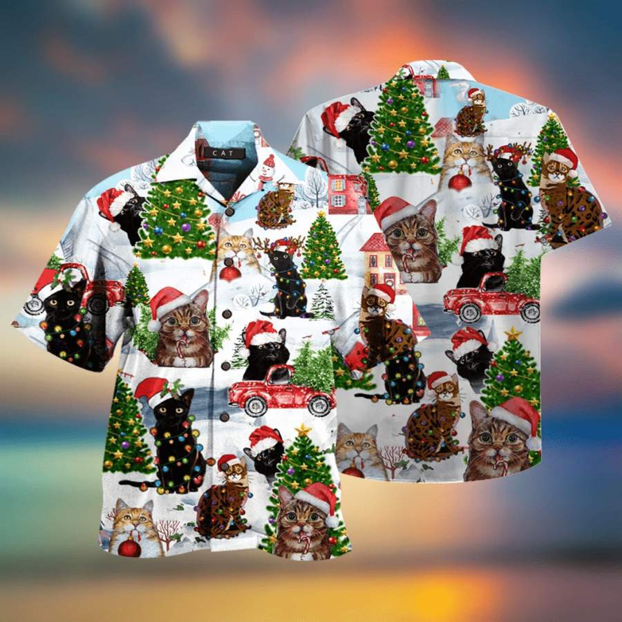 Christmas Cats Hawaiian Aloha Shirts #V