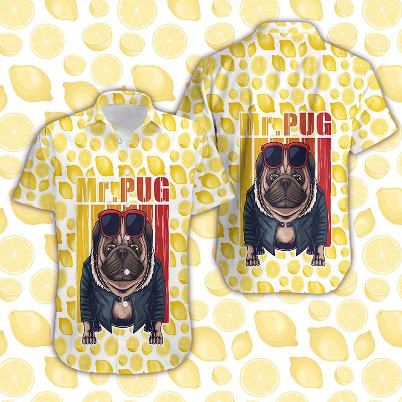 Hawaiian Aloha Shirts Mr. Pug Melon #2801DH