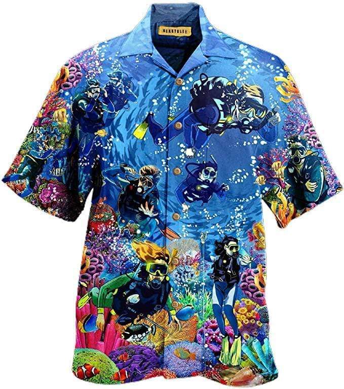 Scuba Diving Colorful Underwater Unisex Hawaiian Aloha Shirts #DH