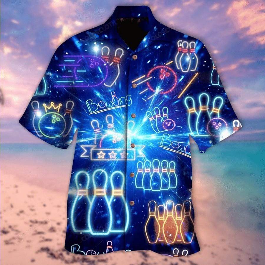 Hawaiian Aloha Shirts Bowling Neon Colorful