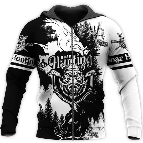 Wild Hog Hunting 3D All Over Print Hoodie Zip up hoodie