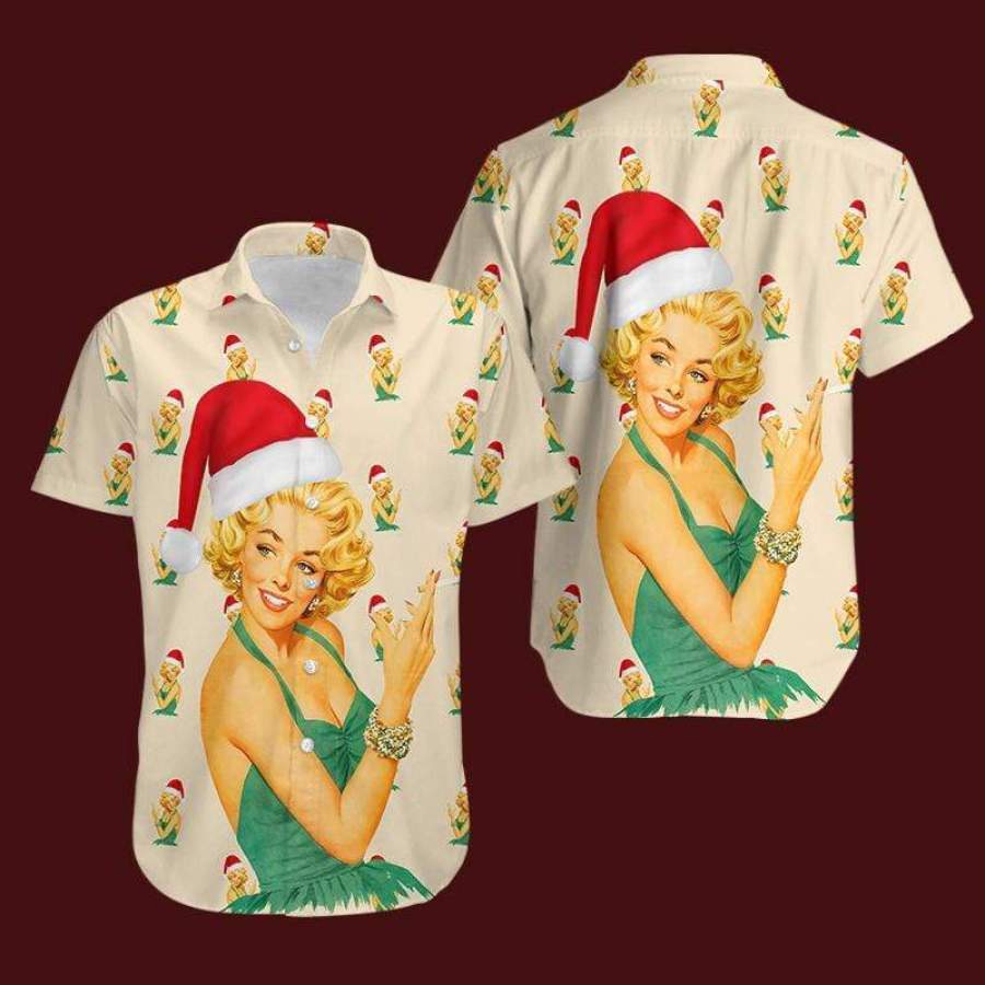 Hawaiian Aloha Shirts Marilyn Monroe Christmas #911DH