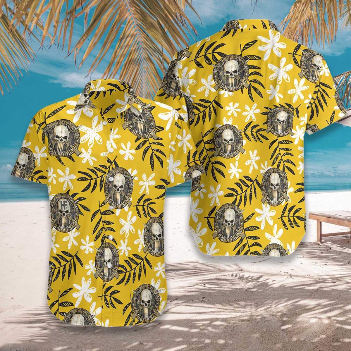 Yellow Skull Gun Unisex Hawaiian Shirts