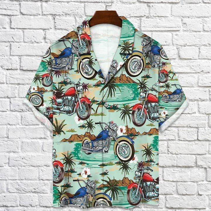 Coconut Motorcycles Green Unisex Hawaiian Shirts