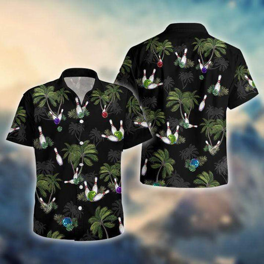 Black Bowling Coconut Unisex Hawaiian Aloha Shirts