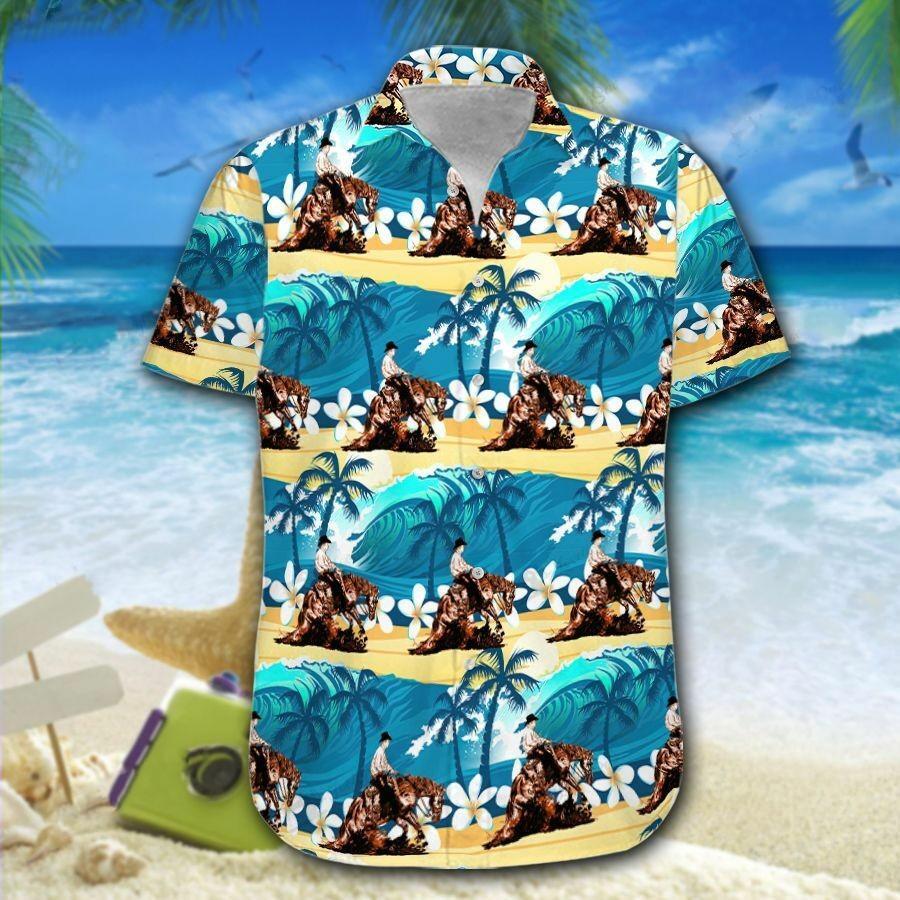 Hawaiian Aloha Shirts Reining Horse Yellow Sand