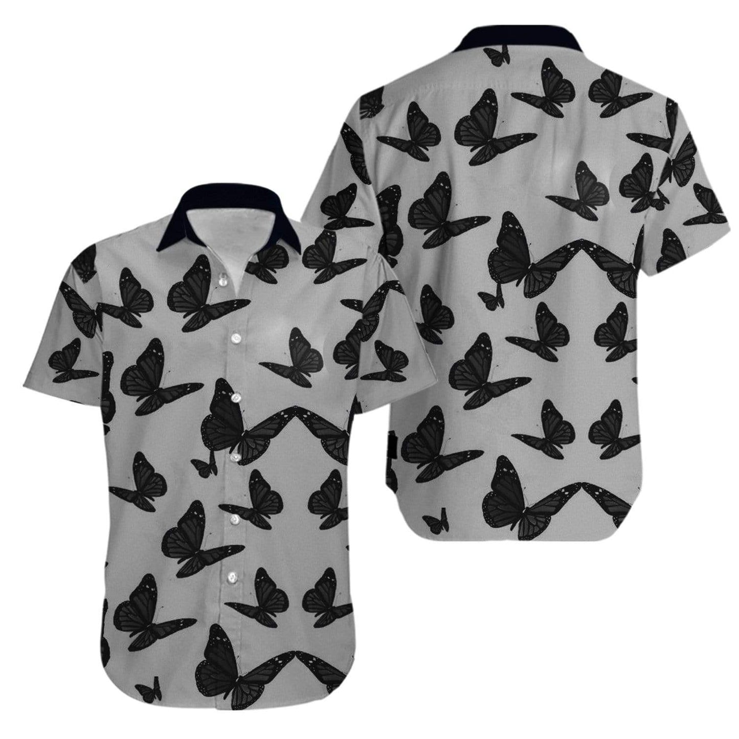 Black Butterfly Beautiful Aloha Hawaiian Shirts #V