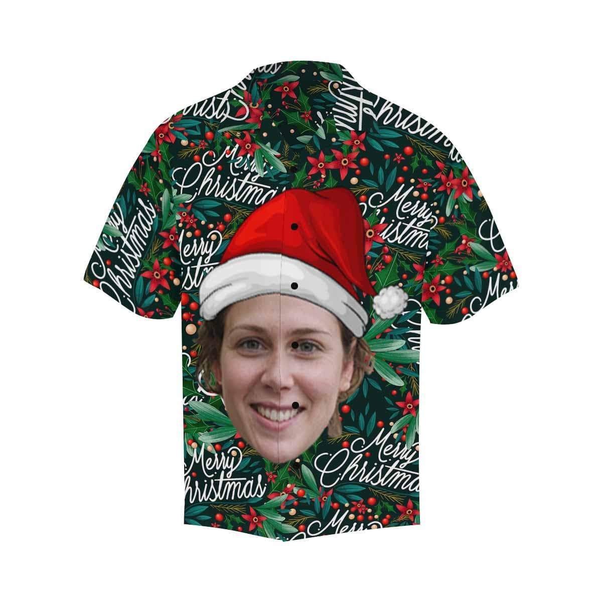 Custom Face Merry Christmas Men's Hawaiian Shirt