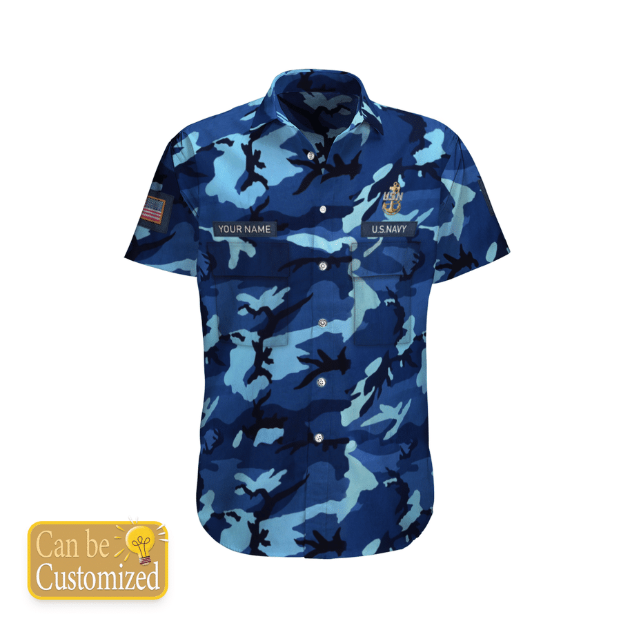 Hawaiian Aloha Shirts U.S Navy Camo Custom Name And Rank